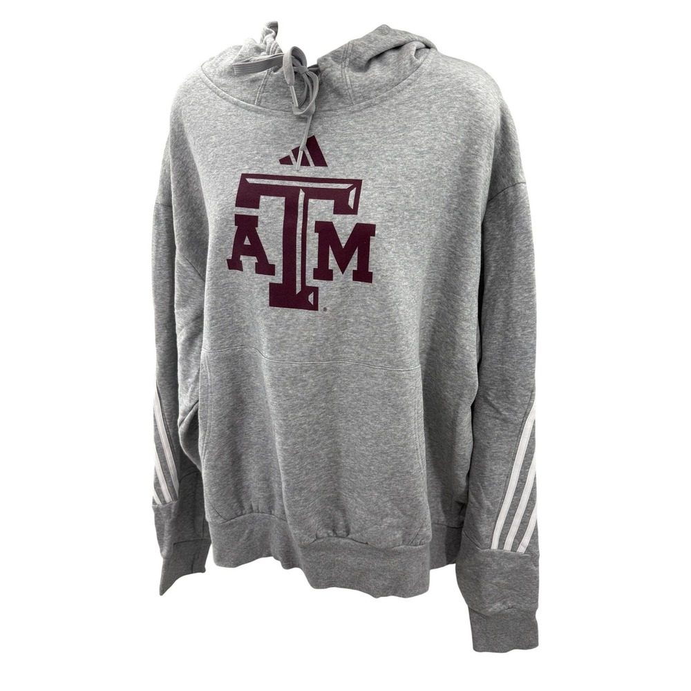 Adidas Texas A&M Aggies Grey 3 Stripes Hoodie Sweatshirt Mens XL NEW MSRP 85